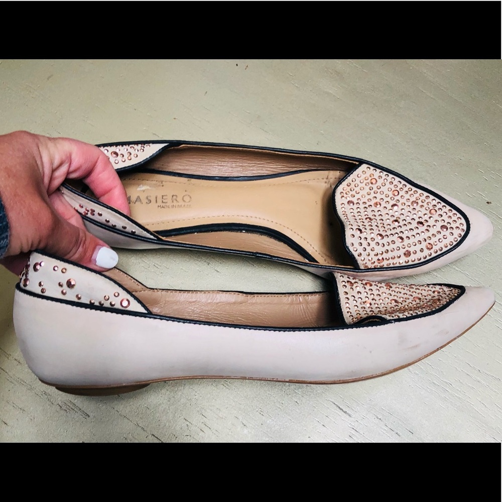 Masiero Leather Embellished Flats Size 40